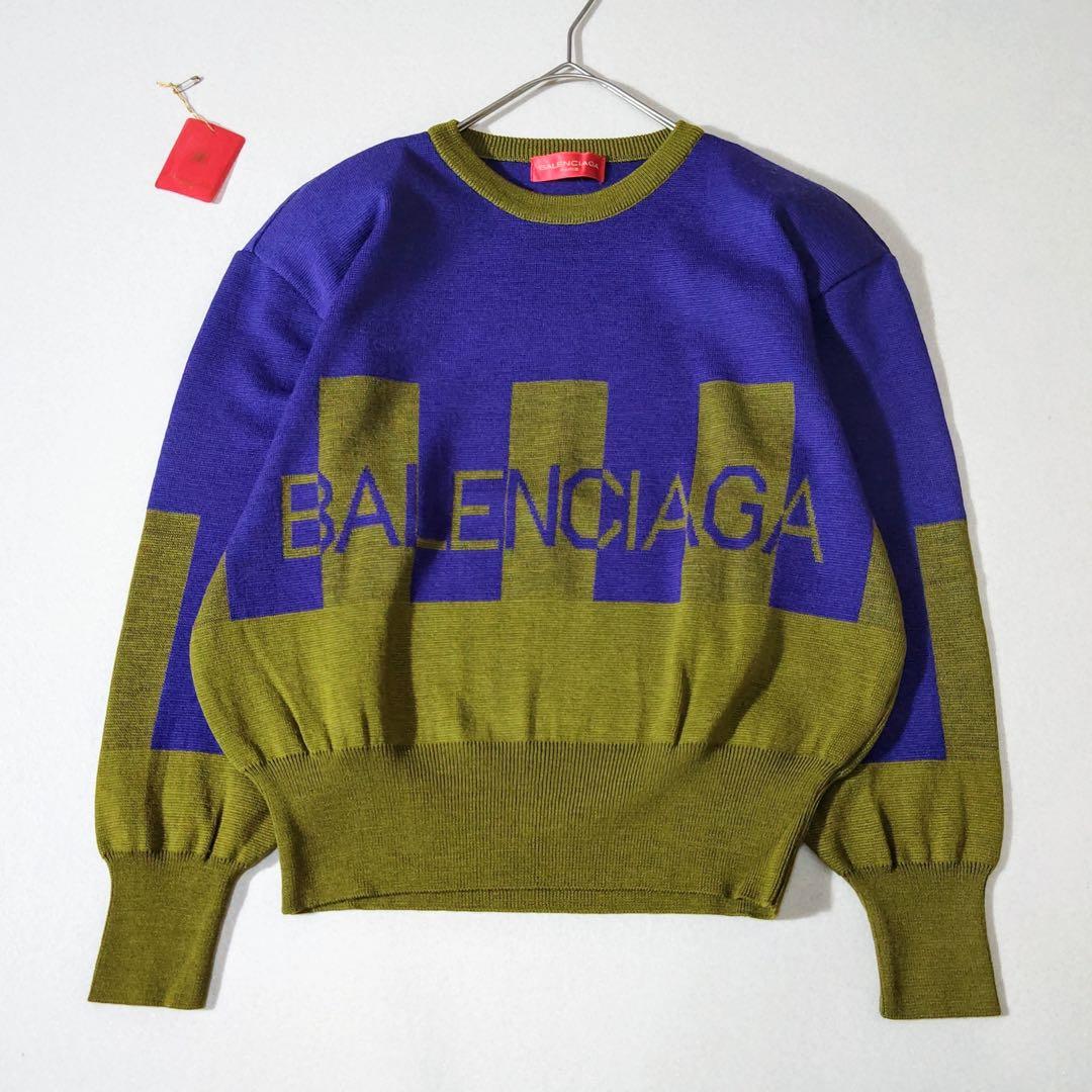 新品タグ付き　バレンシアガ　ニット　美品　ジャガード織り　ロゴ　バイカラー　M BALENCIAGA（バレンシアガ） 美品○BALENCIAGA 2020年製 657528