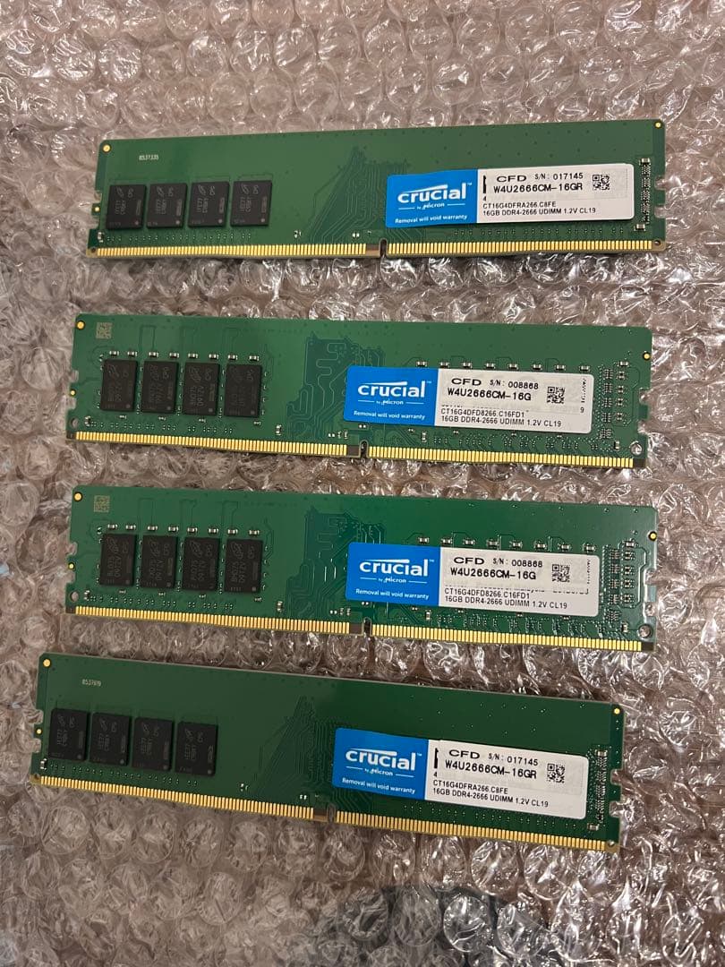 メモリ Crucial DDR4-2666 4枚 64GB(16GBx4) Crucial 16GB DDR4 2666 MT/s (PC4-21300) SODIMM 260-Pin Memory