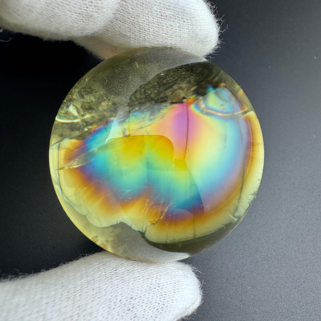 M-10虹入り透明シトリン丸玉　リピートありがとうございます