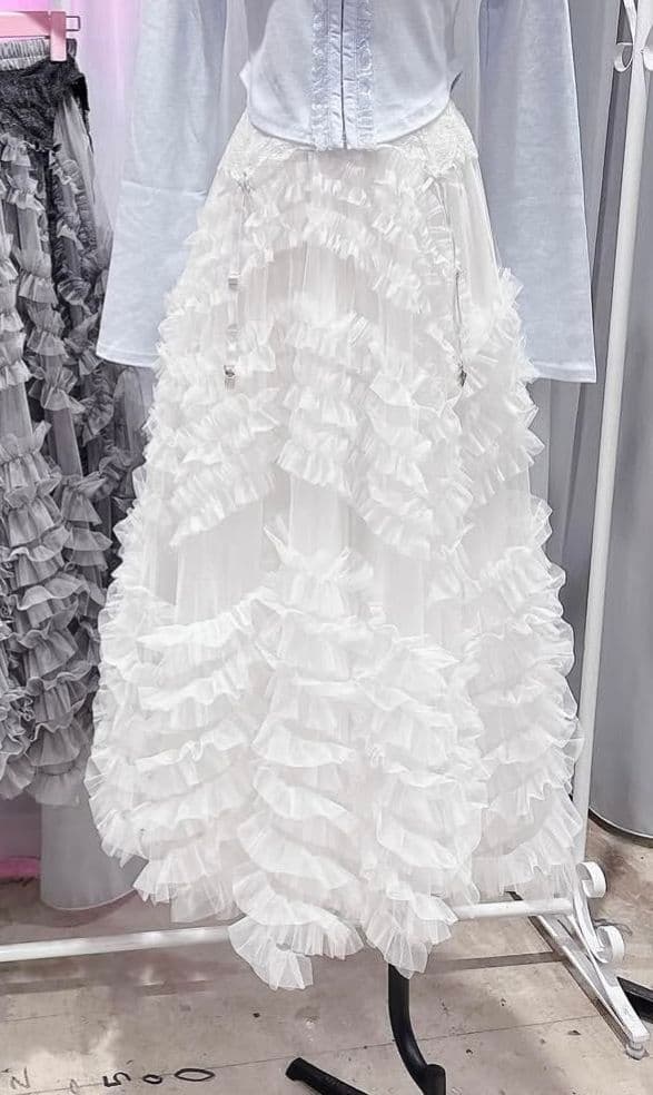 lilLilly リルリリー　チュールスカート　WHITE ホワイト lilLilly（リルリリー） スカート チュールティアードミニスカート