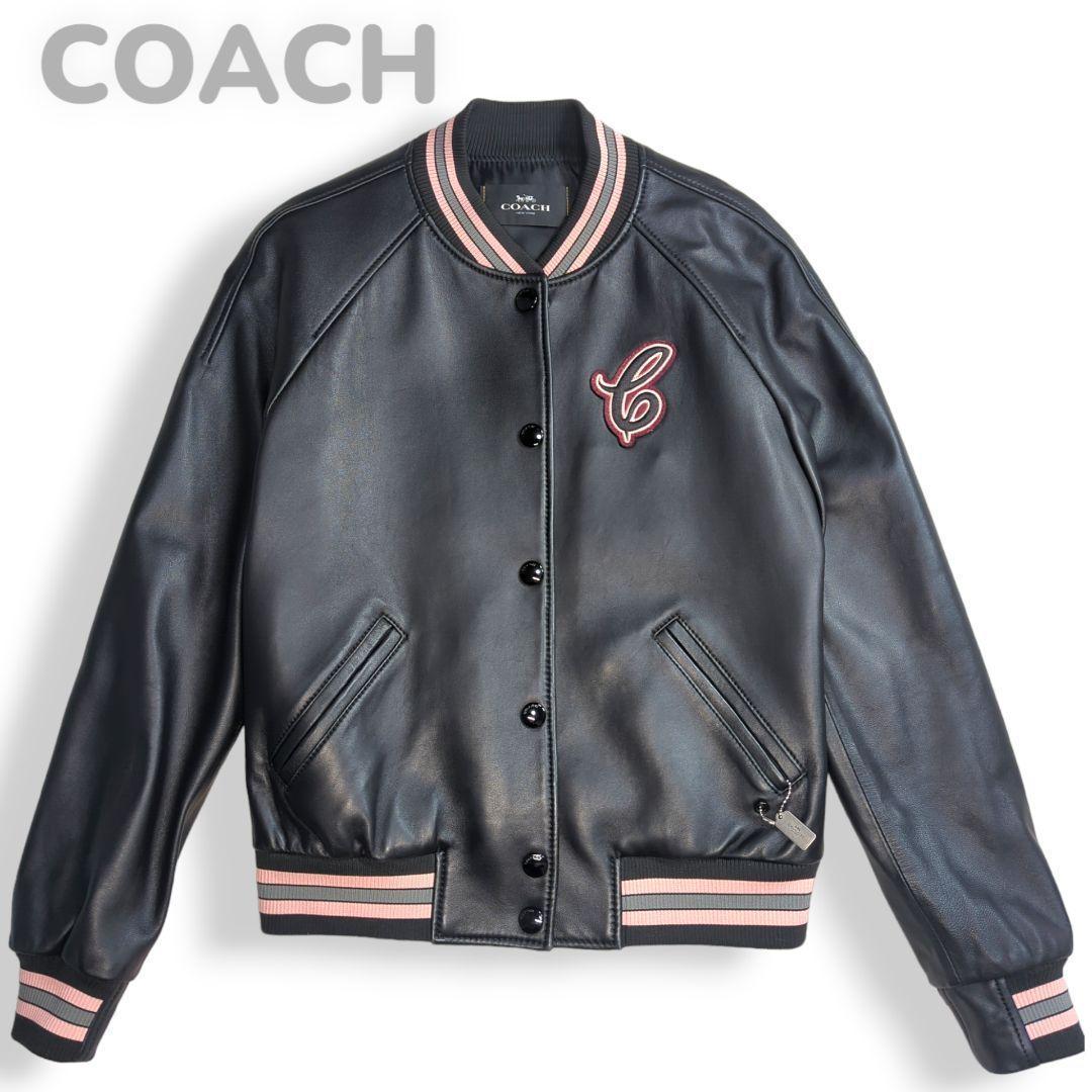 コーチ レザージャケット スタジャン 黒 ピンク XS 本革 本皮 公式】COACH – コーチ | ヘリテージ C プラーク オーバーサイズド