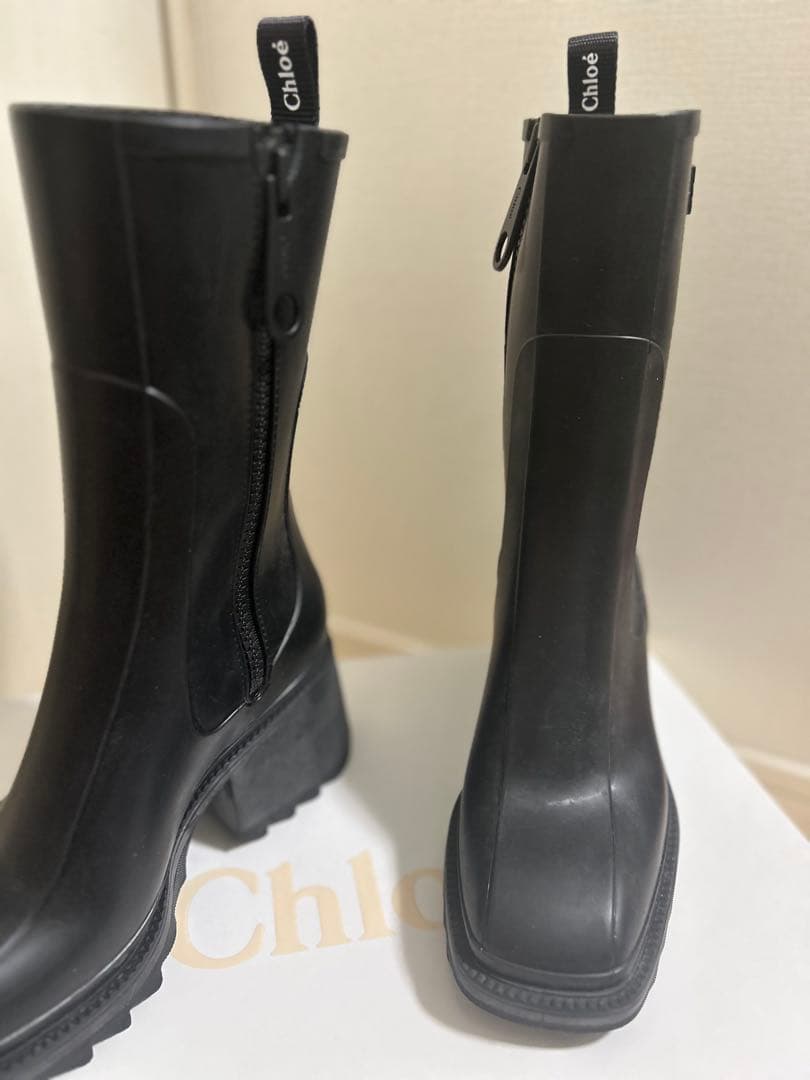 【美品】Chloé ブラック 黒black ラバーブーツ クロエ Chloe ブーツ レイナ レインブーツ ブラック レディース CHLOE