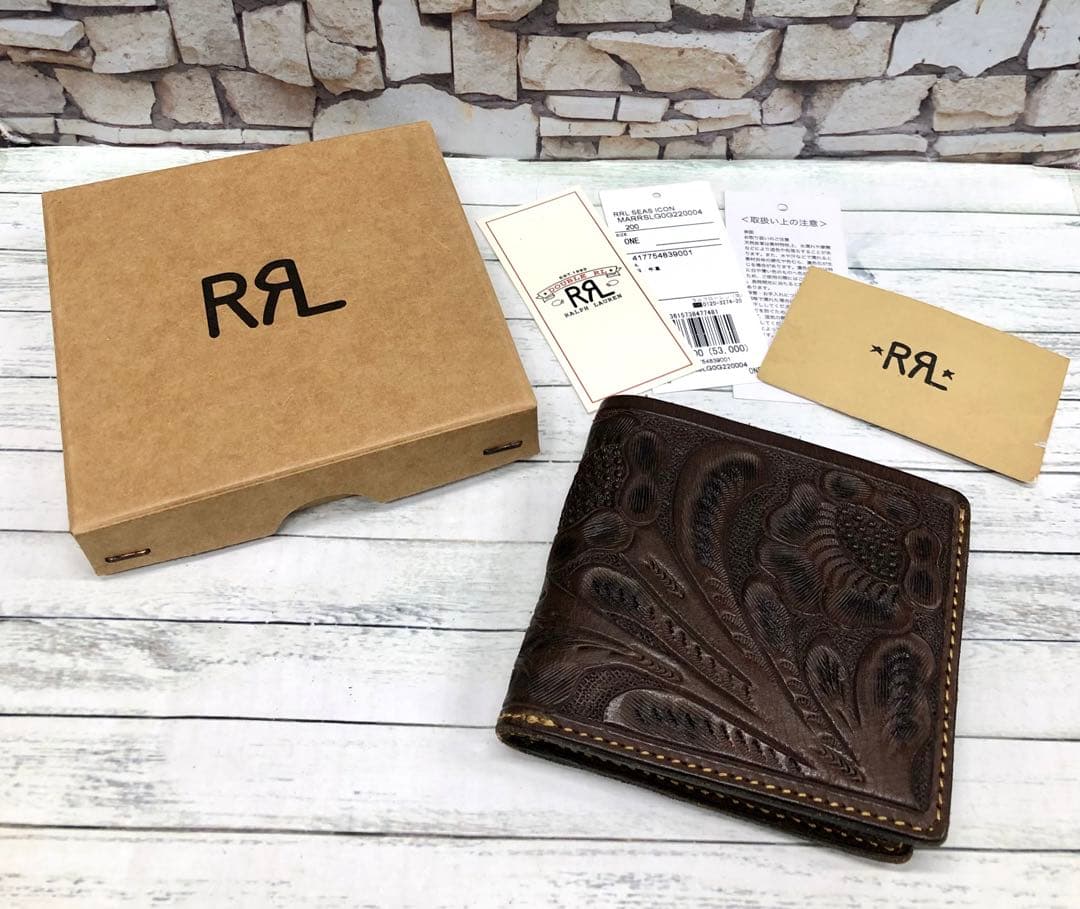 RRL ダブルアールエル ハンドツールド レザービルフォールド 二つ折り財布 RRL（ダブル アール エル）の「ハンドツールドレザー ビルフォールド