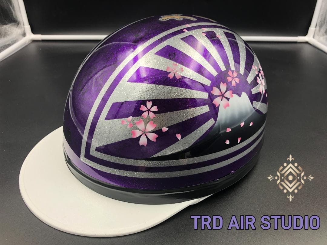 コルク半　カスタム　富士日章　三つボタン　パープルラップ　ラメ　桜　高級クリヤ コルク半 カスタム 富士日章 3つボタン 黒紫 桜 高級クリヤ 送料無料