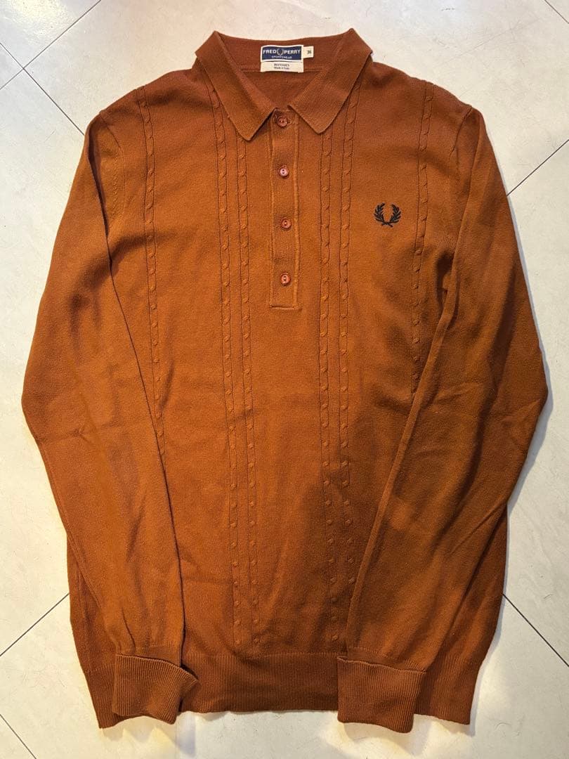 Fred Perry ニットポロ 長袖 モッズ イタリア製 ニットポロ フレッドペリー トップス ポロシャツ 長袖 KNITTED SHIRT