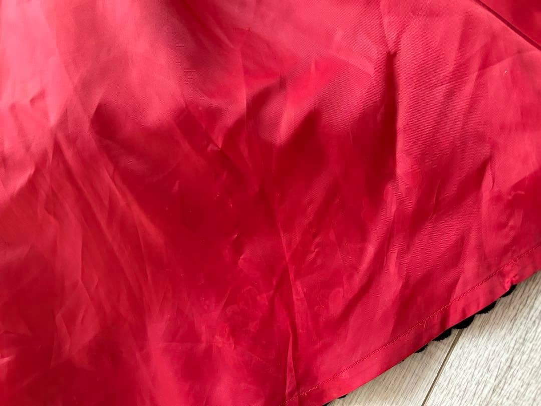 アンジェリックプリティ 赤 ファー付きリボンAラインコート 金ボタン