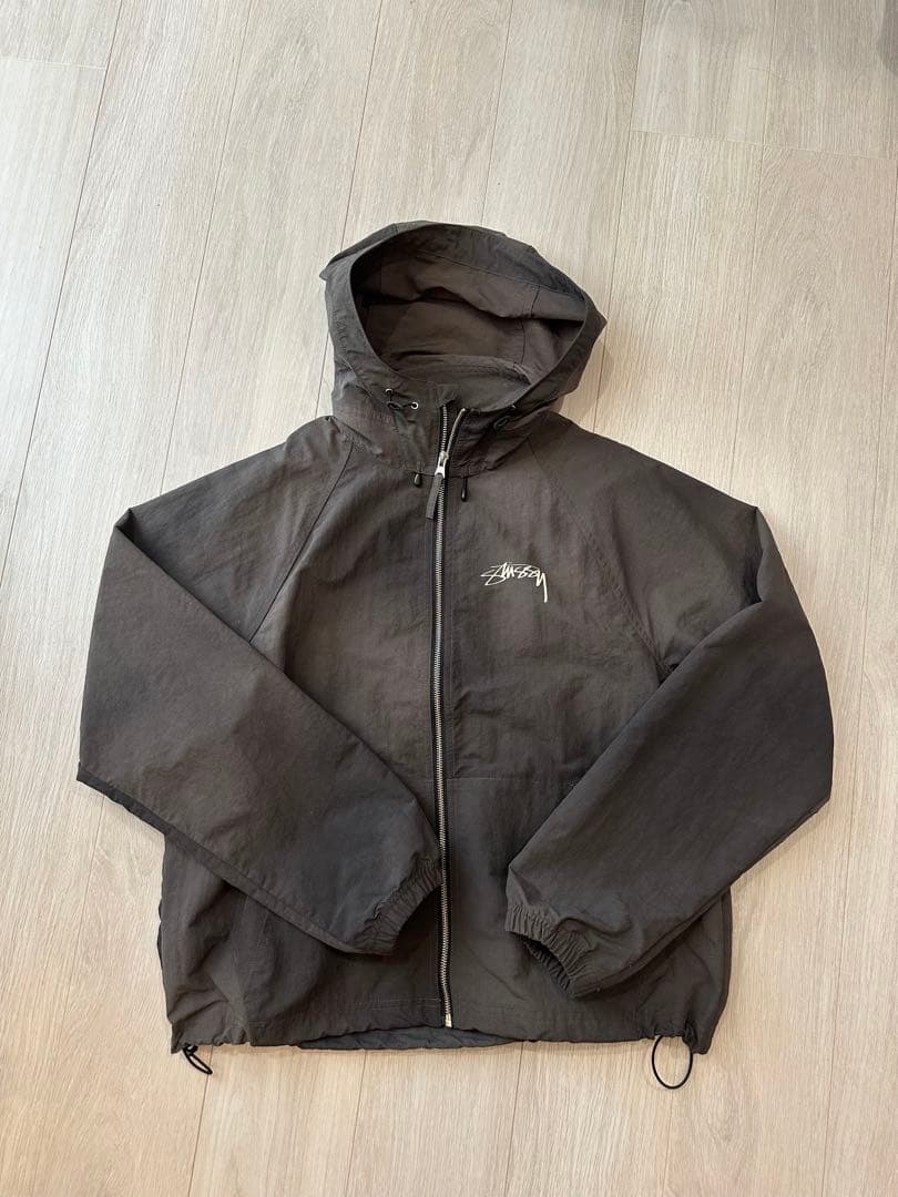 Stussy ビーチシェルジャケット 黒 ブラック 美品 サイズS ☆STUSSY☆WAVE DYE BEACH SHELL ジャケット☆追跡可 (STUSSY/パーカー