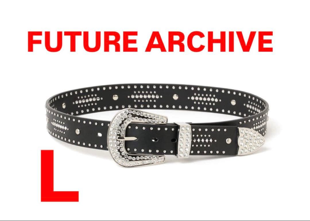 FUTURE ARCHIVE City Leather Belt ベルト BEAMS(ビームス) / FUTURE ARCHIVE/RHINESTONE BELT/ベルト/レザー/BLK