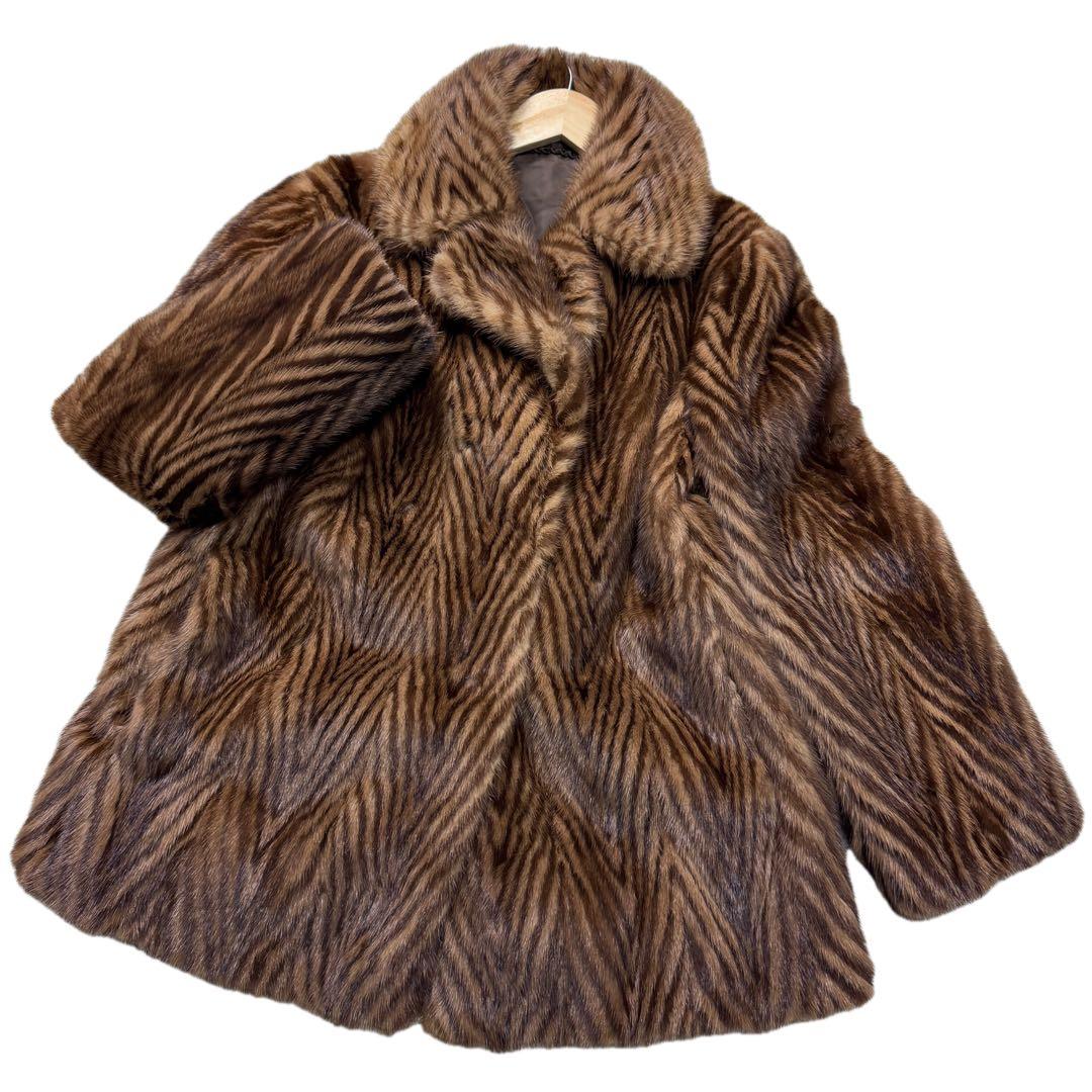 美品　デミバフミンク　XLサイズ相当　艶◎　リアルファーコート　総丈73cm 美品 デミバフミンク XLサイズ相当 艶◎ リアルファーコート 総丈73cm