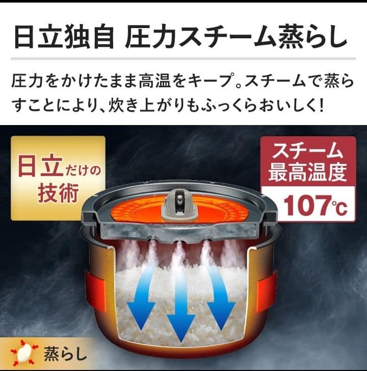 HITACHI 圧力炊飯器 5.5合 ふっくら御膳 RZ-TS106M K - メルカリ