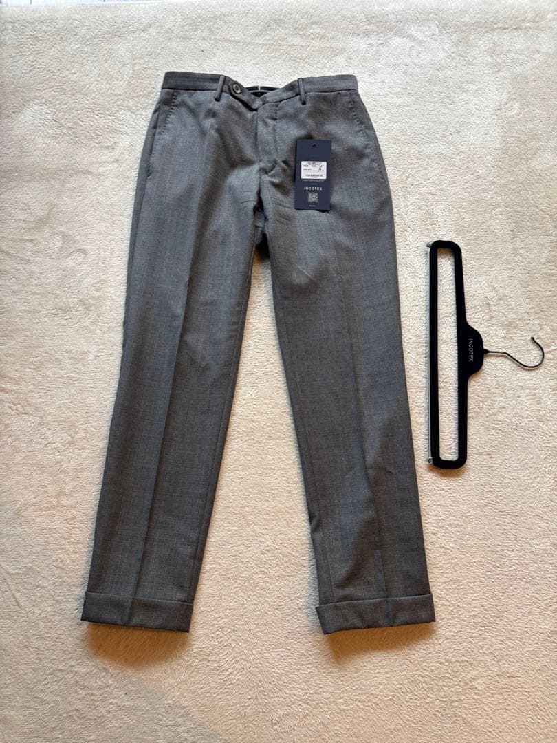 【極美品】INCOTEX 35型 通年スラックス 44 グレー 定価6.5万 インコテックス / INCOTEX / テクノフランネル / TEKNO FLANNEL / 35型