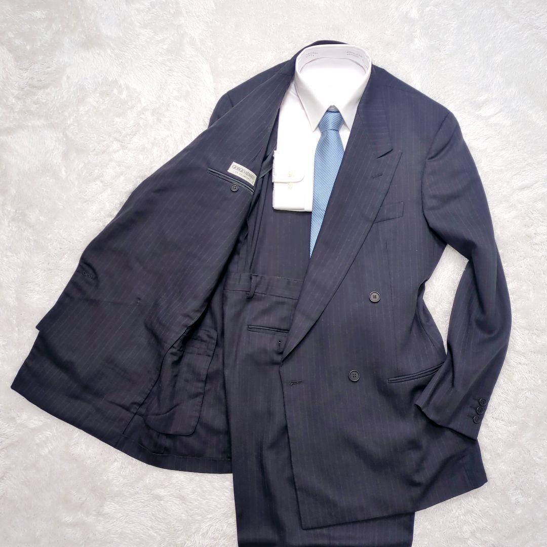 希少】ジョルジオアルマーニ スーツセットアップ XL ストライプ ダブル