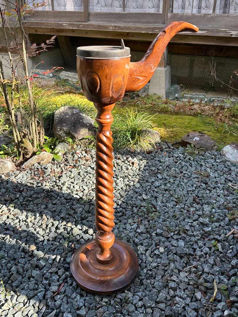 昭和レトロ　スタンド灰皿　パイプ型　当時物　レトロ　木製灰皿 Yahoo!オークション -「スタンド 灰皿 レトロ」の落札相場・落札価格