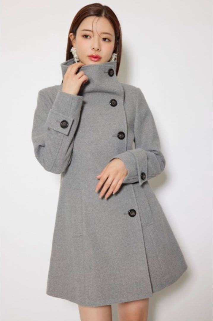 【新品】rienda オーバーネックシンデレララインミニコート 2025 秋冬 rienda | 【30％OFF CAMPAIGN】25オーバーネックシンデレララインミニ