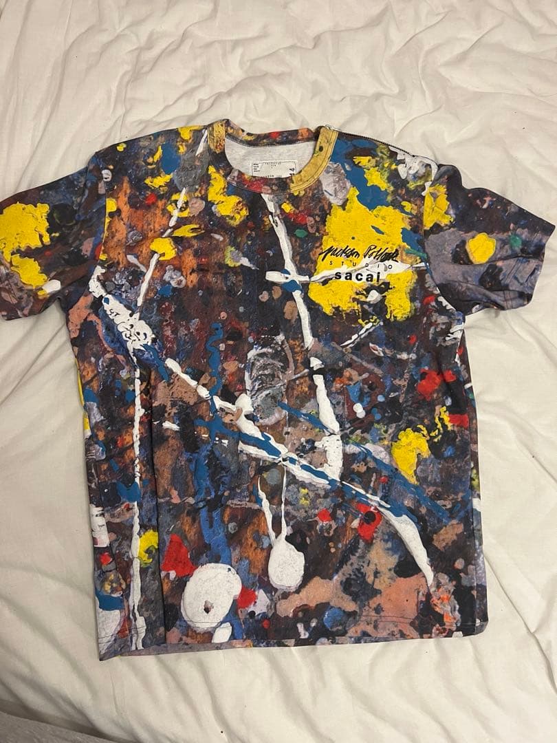 sacai Jackson pollock ペイント　Tシャツ　ジップ　サカイ サカイ、抽象表現主義の画家ジャクソン・ポロックとのコラボアイテムを