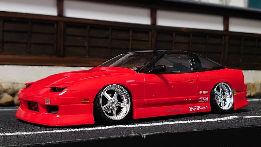 1/24 アオシマ bnスポーツ 180sx 完成品 アオシマのプラモデル「ザ☆チューンドカー」に「180SX」のBNスポーツ