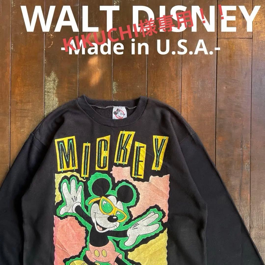USA製！！【Disney ミッキーマウス】ヴィンテージスウェットシャツ 両面 古着 90s USA製 Disney Mickey 青パン おすわり ミッキー 両面 BIG