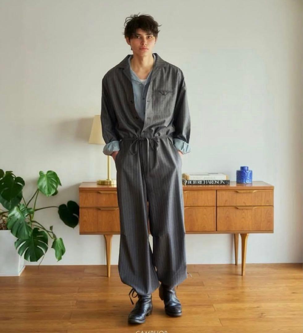 camphorwood つなぎ ジャンプスーツ Lサイズ Camphor wood オールインワン open collar belted assort l/s jump