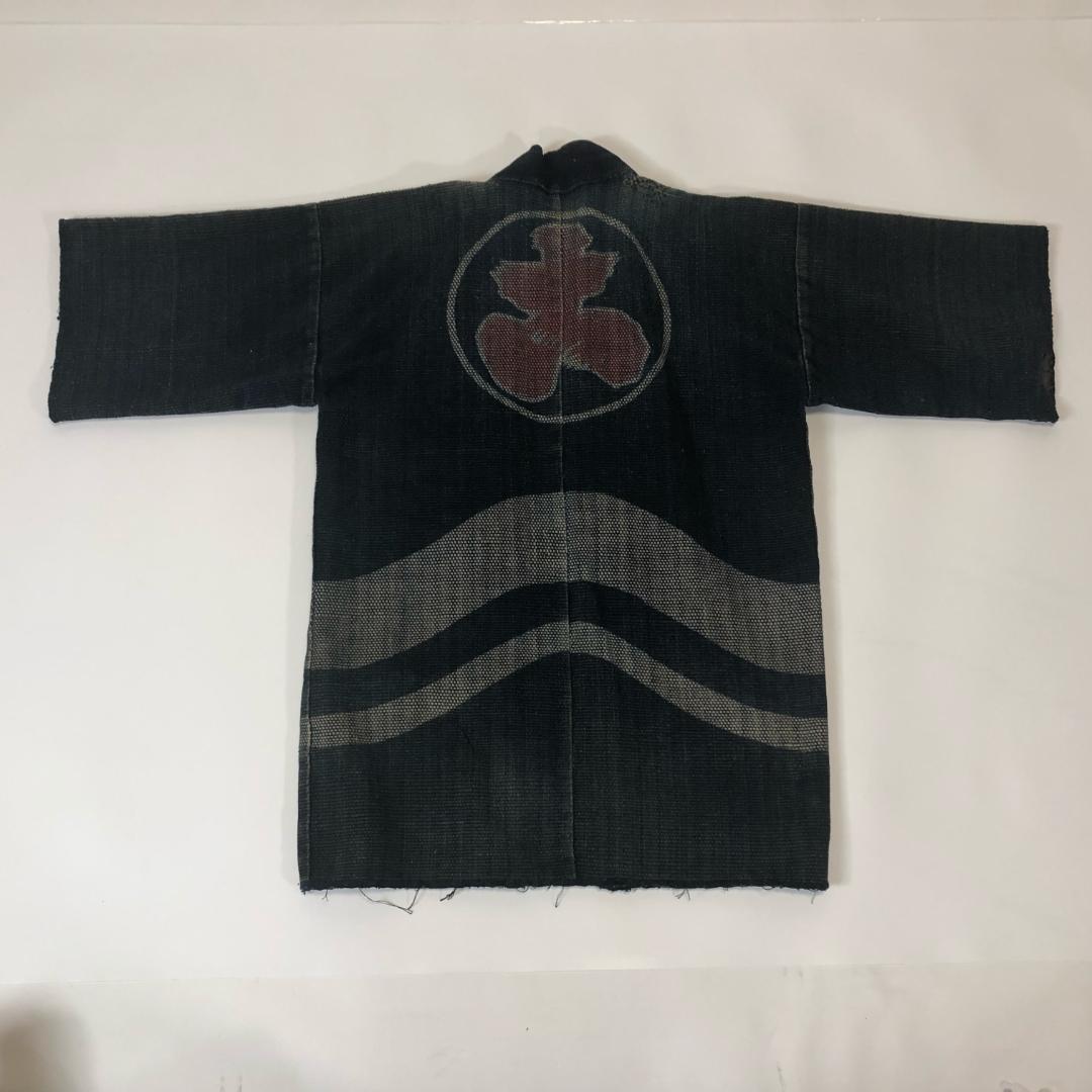 時代 火消し半纏 刺し子 消防 藍染 頭巾 雷雲鳥図 古布 - メルカリ