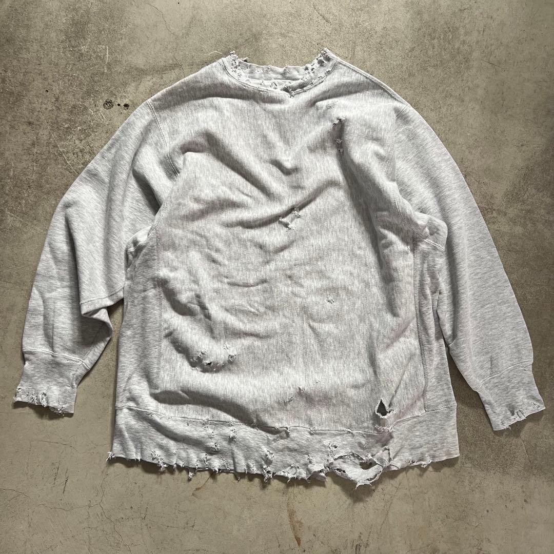 90s USA製 ダメージリバースウィーブ ボロ スウェット XLサイズ 90s champion リバースウィーブ ボロスウェット ダメージ加工メキシコ