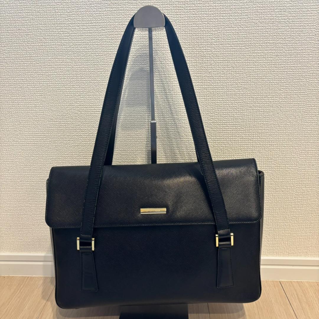 バーバリー　ハンドバック　ビジネスバック　サフィアーノレザー　ブラック BURBERRY（バーバリー） ビジネスバッグ ブリーフケース ハンドバッグ