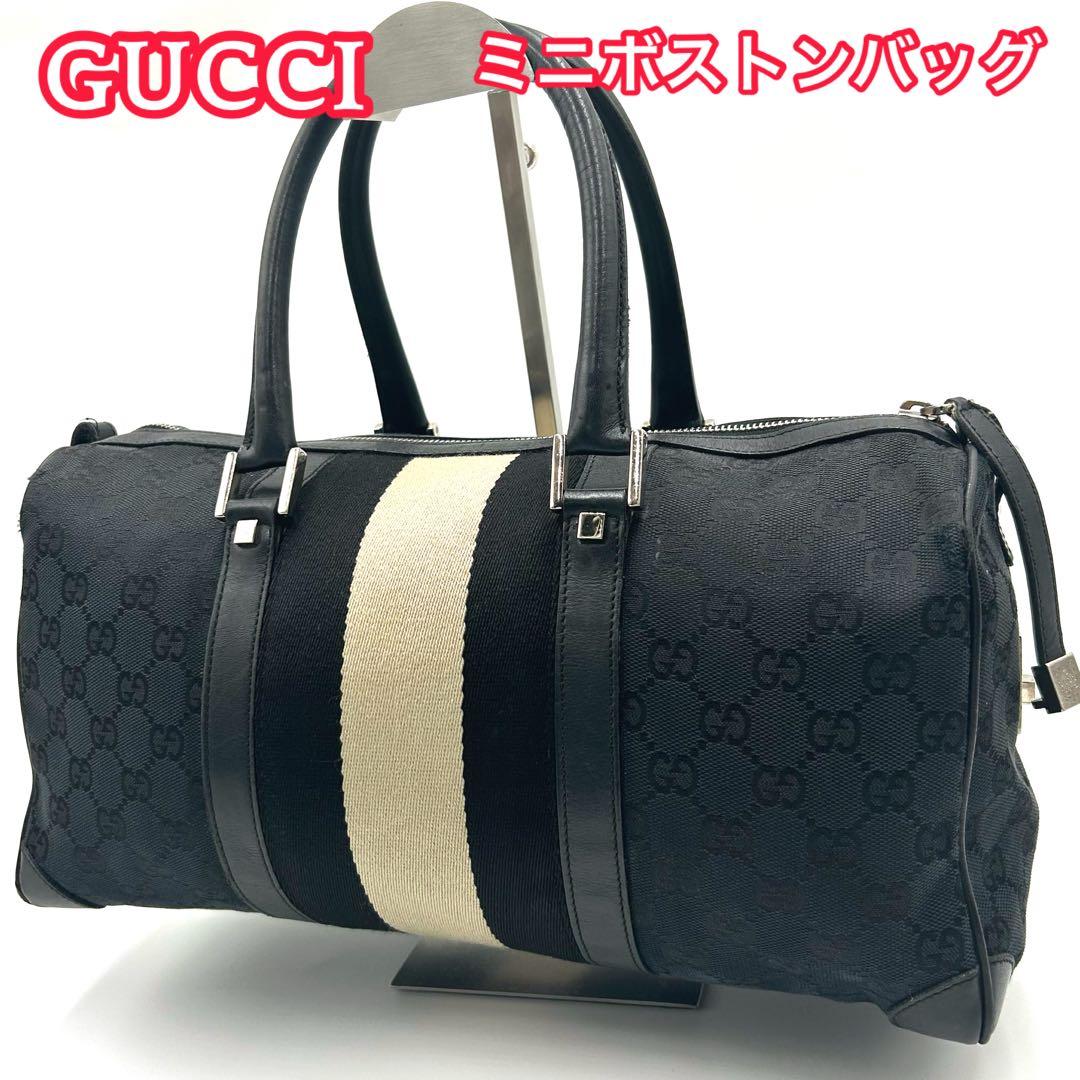 GUCCI　グッチ　GGキャンバス　シェリーライン　ミニボストンバッグ de5 GUCCI ミニボストンバッグ GG シェリーライン 本革×キャンバス