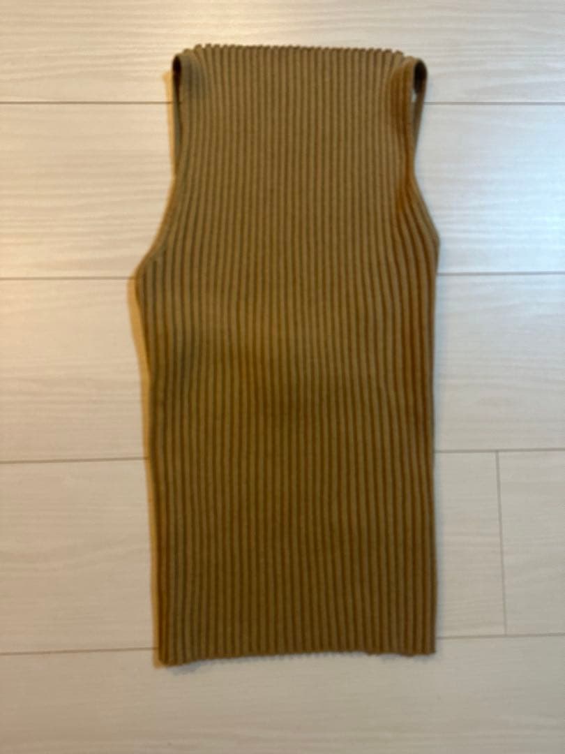 SHISHIKUI ベージュ　 リブ編み タンクトップ forksy.】カットリブ変形デザインタンクトップ forksy.│MONO-MART