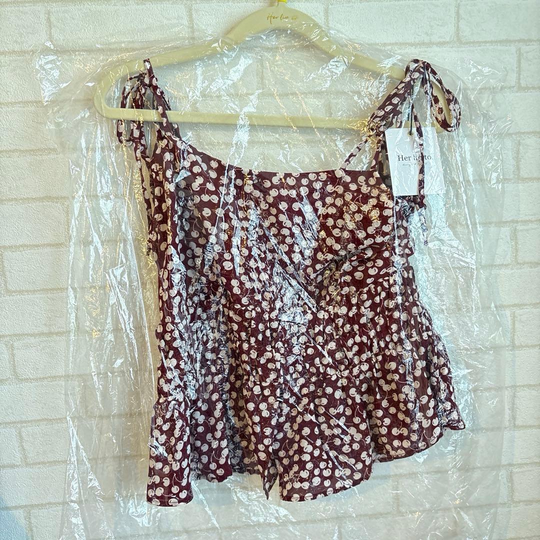 herlipto Cherry Pattern Strap Top Sサイズ レディース