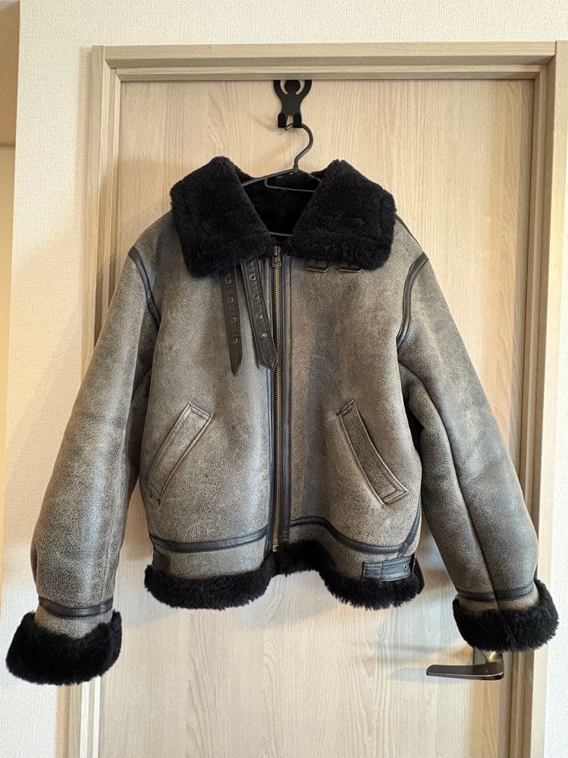 羊革　フライト　レザー　ムートン　B-3 ライダース　ジャケット　　黒 楽天市場】B-3 フライトジャケット ムートン 羊革 シープスキン 毛皮