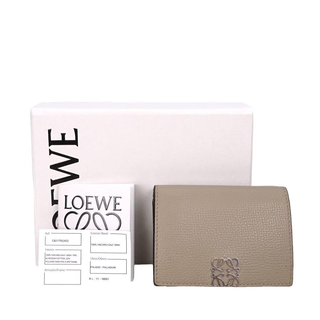 本物 良品 ■ロエベ■アナグラム トライフォールド ウォレット グレージュ 財布 LOEWE（ロエベ） 中古 三折財布 レディース ブランド アナグラム