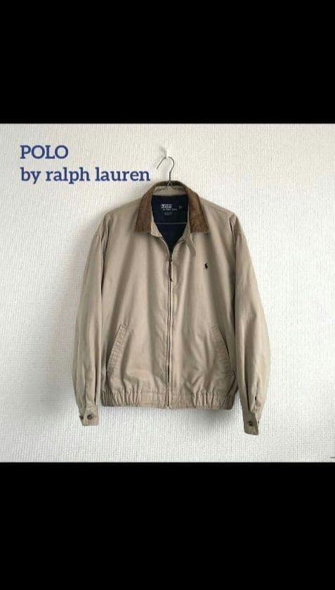 ラルフローレン　スイングトップ　短丈　襟コーデュロイ　ベージュ　裏地チェック ラルフローレン スイングトップ 短丈 襟コーデュロイ ベージュ 裏地