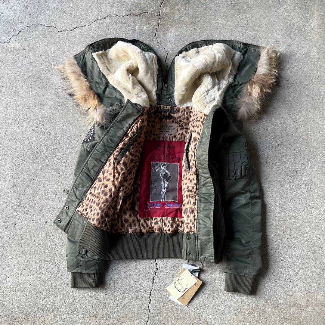 AVIREX N-2B フライトジャケット レオパード柄 短丈 00s y2k ▽00s y2k美品✨アヴィレックス ヒョウ柄 フライトジャケット N2B 短丈