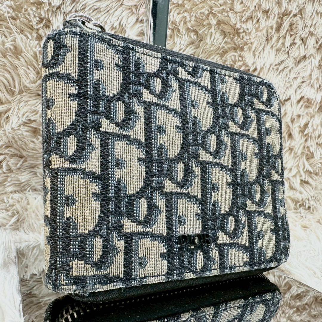 【美品】DIOR 二つ折り財布 トロッター オブリーク ラウンドファスナー 中古・古着通販】Christian Dior (クリスチャン ディオール