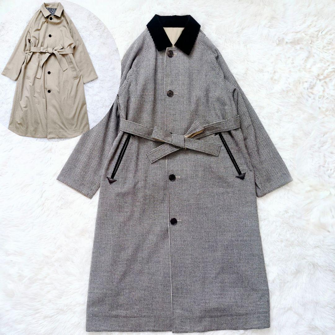 極美品 近年✨ティッカ リバーシブルステンカラー　テントコート ベロア襟 ベルト TICCA (ティッカ) リバーシブルステンカラーロングコート