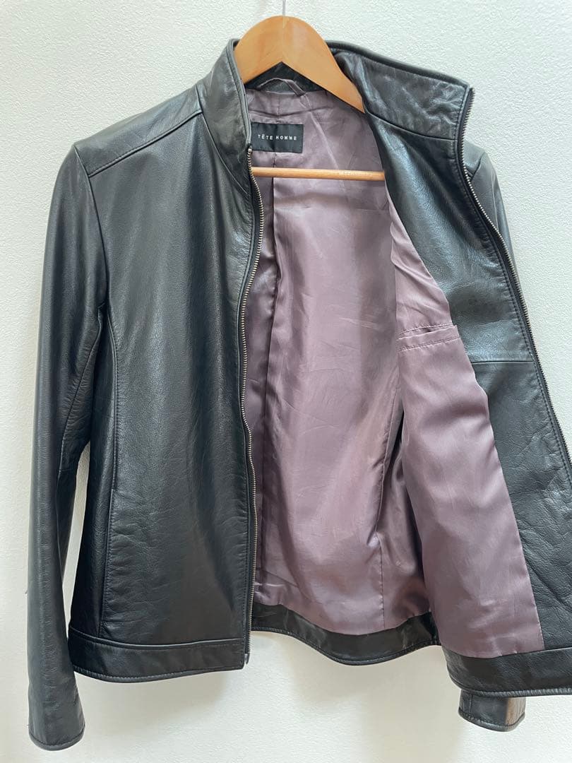 【美品】TETE HOMME（テットオム）牛革シングルライダース ジャケット L TETE HOMME(テットオム) 00's cow hide leather jacket カウハイド