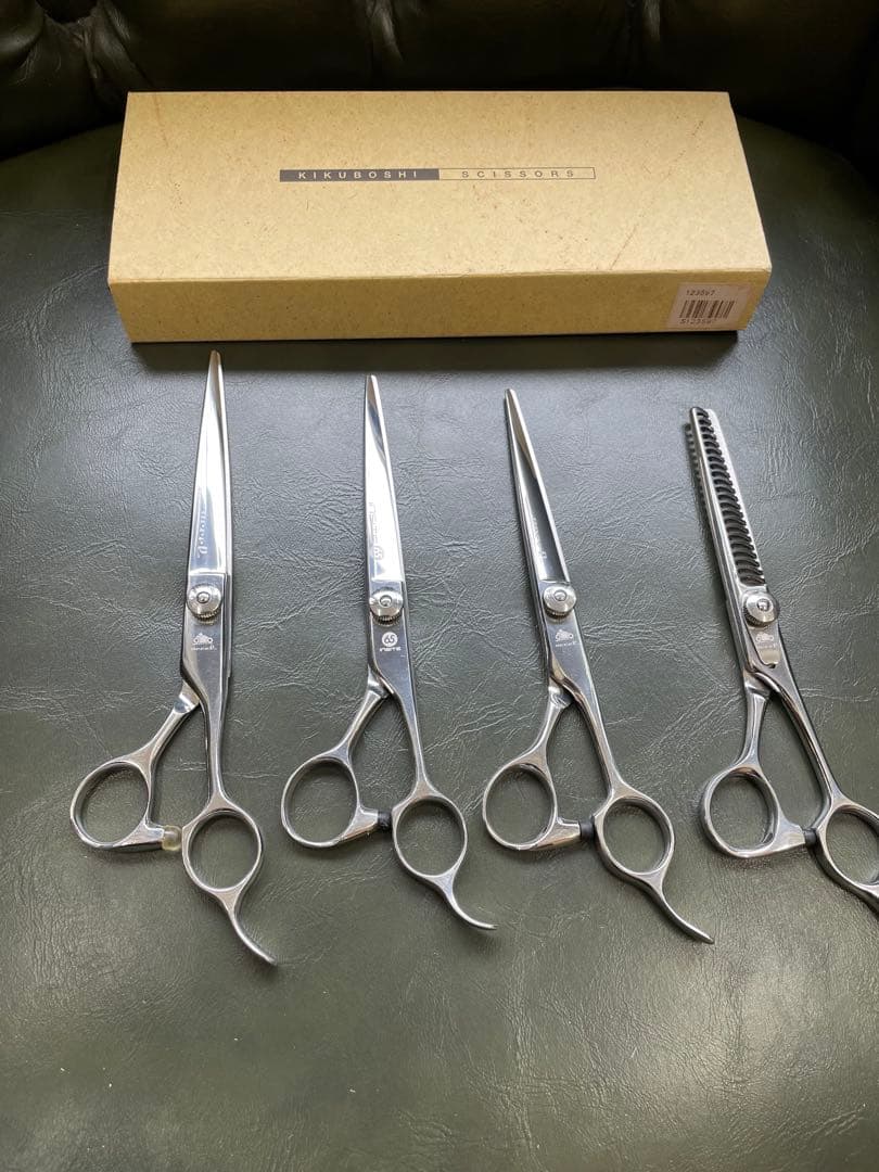 菊星シザー4丁 美品/研磨済】菊星 SPEED MAX is K-7.0 カットシザー 7インチ ハマグリ