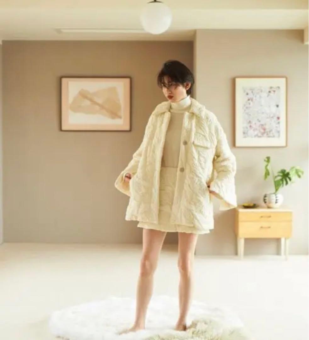 ジャケット・アウター Rosary Moon Fluffy Jacquard Quilted Coat Rosary moon Fluffy Jacquard Quilted Coat