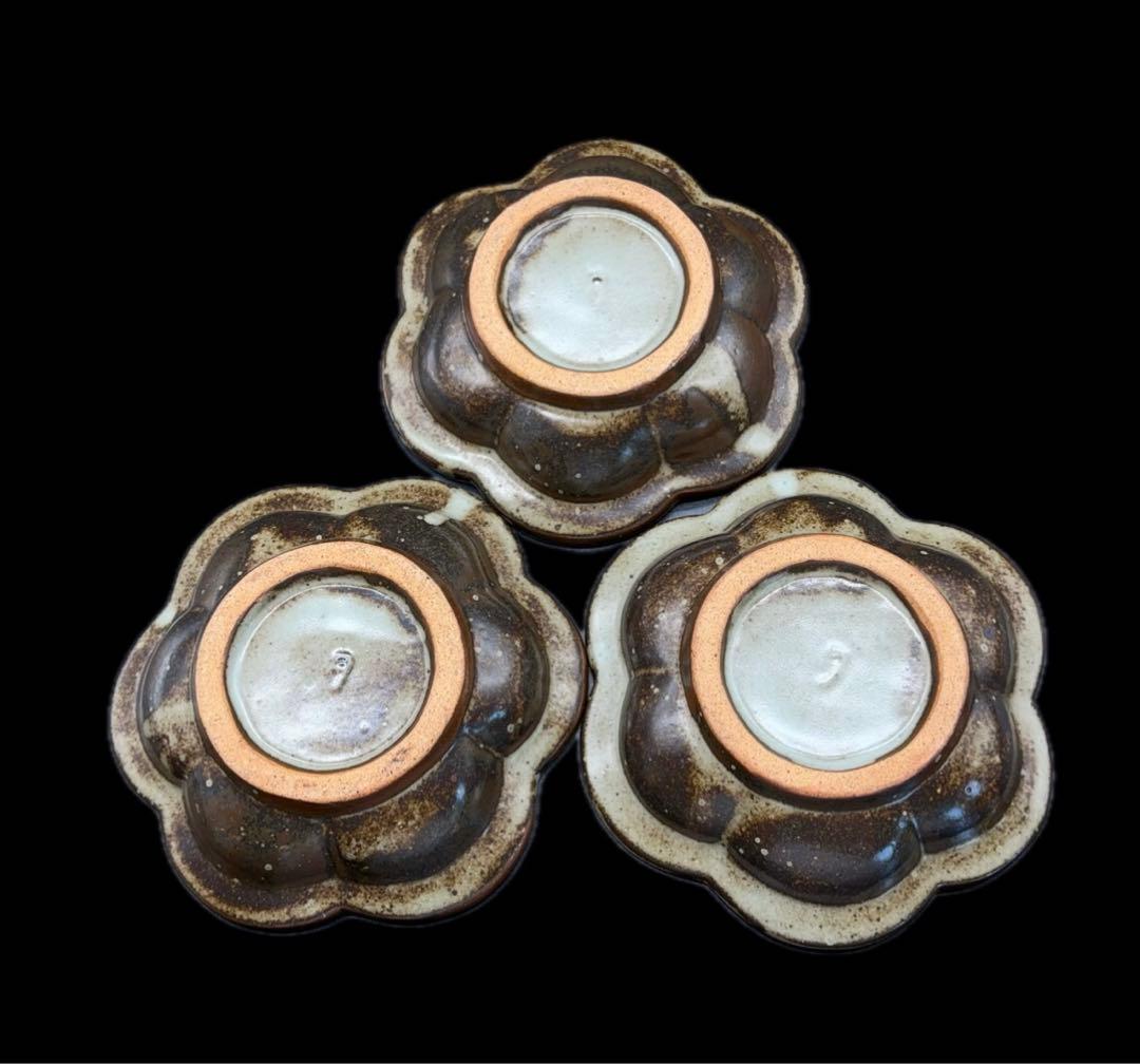 人間国宝 島岡達三 象嵌花型 皿 六枚組 共箱 益子焼 -412-