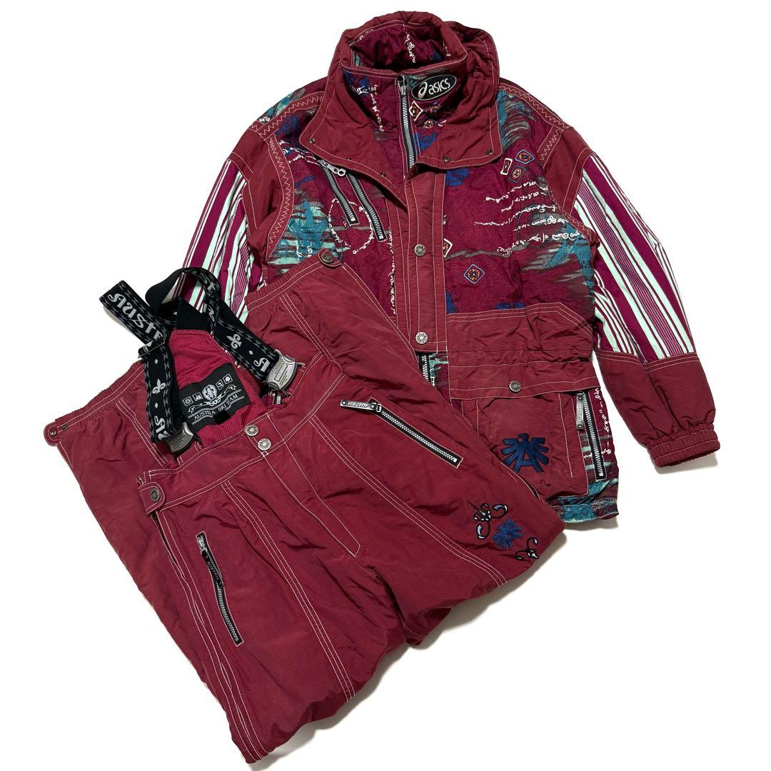 ASICS アシックス ヴィンテージ スキーウェア 上下 LL 90s 日本製 当時物 90sasics アシックス ハーフジップジャージ LL 日本製