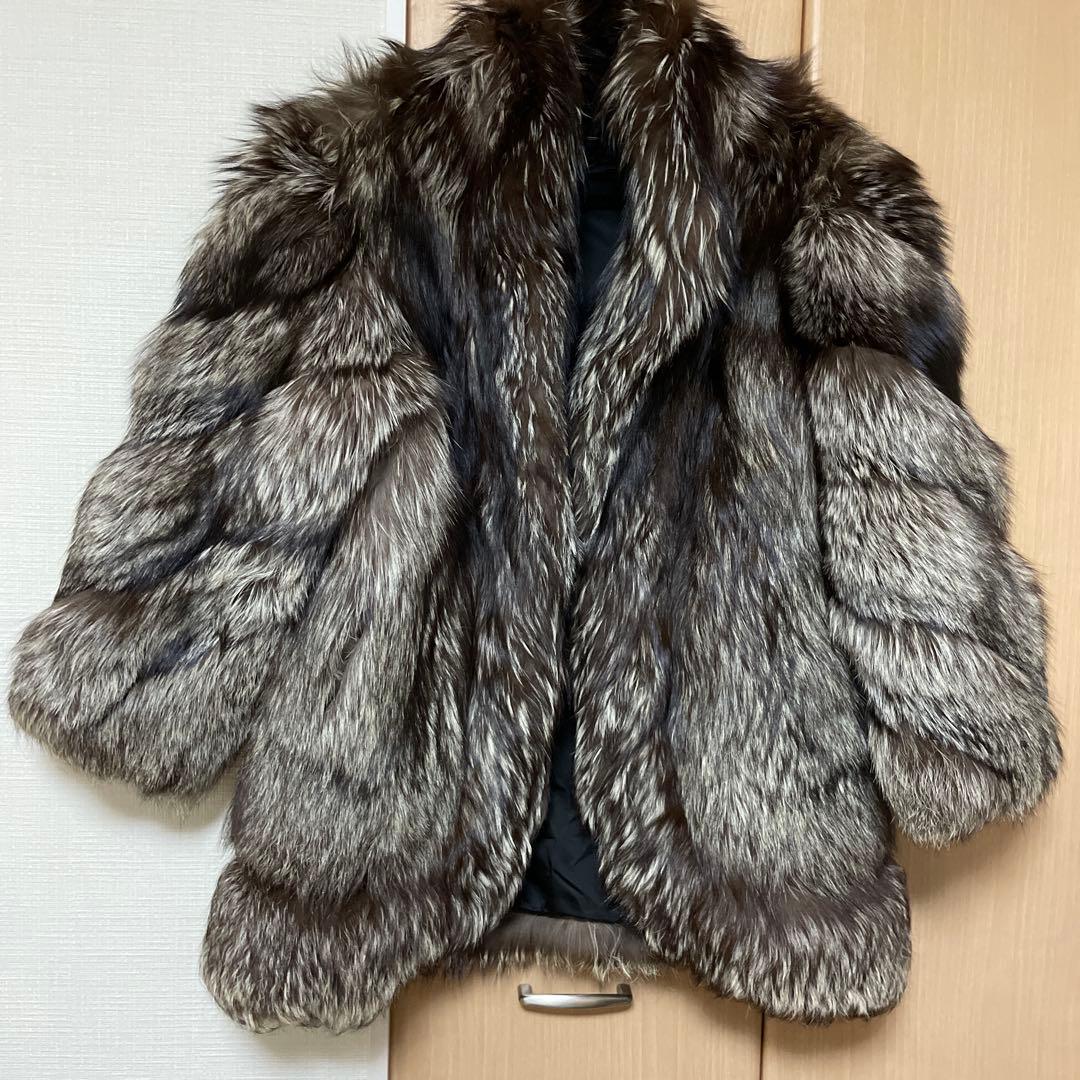 良品 サガフォックス ファーコート シルバーフォックス 毛皮 肉厚 銀