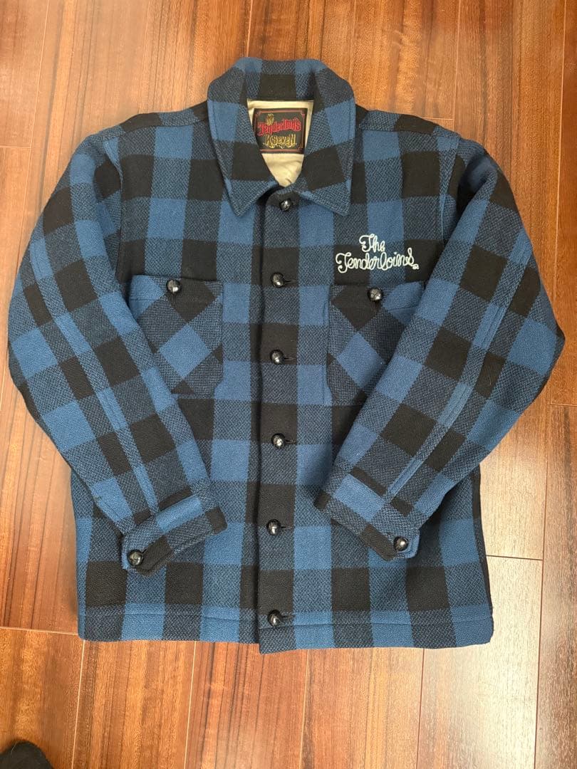 貴重 TENDERLOIN バッファロージャケット 青 L TENDERLOIN テンダーロイン バッファロー ジャケット チェック ブルー