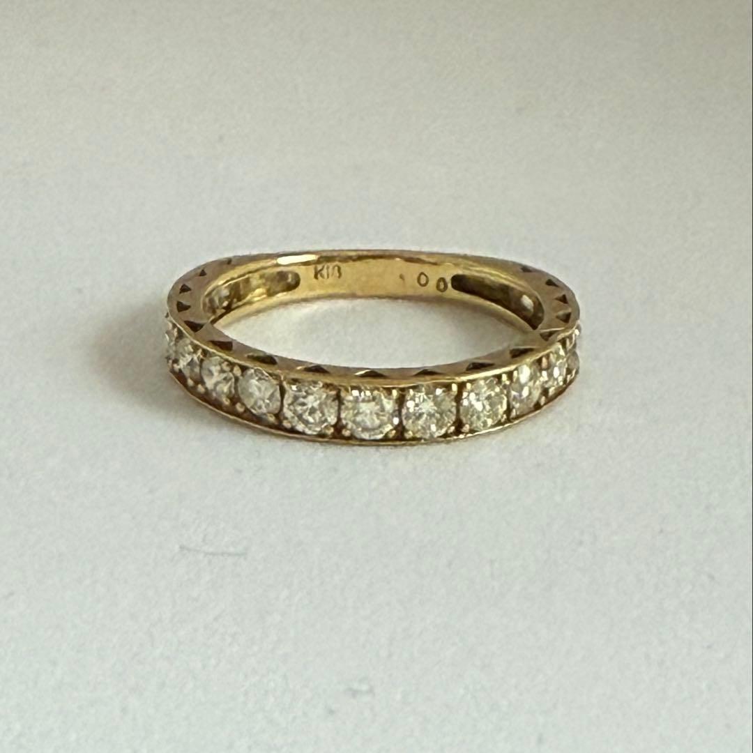 K18イエローゴールド ダイヤエタニティリング 1カラット k18 リング ダイヤモンド 1.00ct エタニティリング 指輪 ハーフ