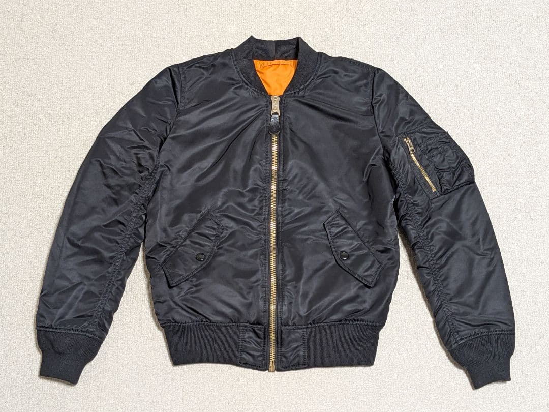 美品 アルファインダストリーズ MA-1 黒フライトジャケット 空軍 米国古着S ALFA INDUSTRIES アルファ? 80〜 90年代 USA製 MA-1 MIL-J-82790E