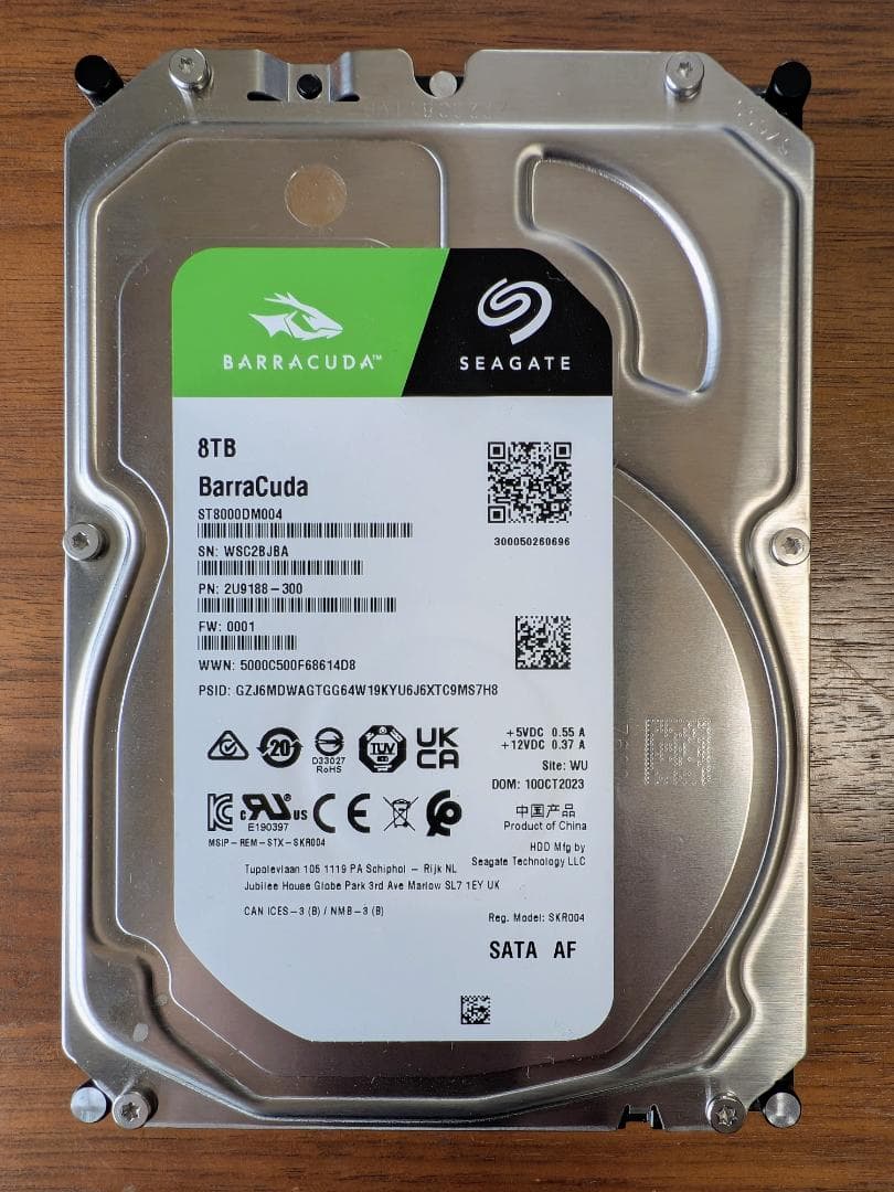 ST8000DM004 Seagate Barracuda 8TB 使用236h Seagate ST8000DM004 ［BarraCuda 8TB］ BarraCuda（Seagate） 内蔵型