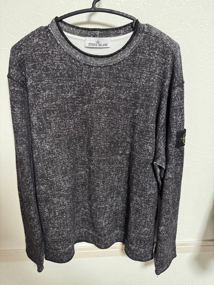 STONE  ダークグレー 長袖トレーナー スウェット トレーナー 裏毛 リブ クルーネック トップス トレーナー