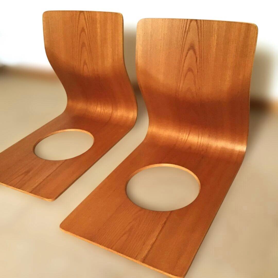 天童木工　座椅子　欅　2脚セット Tendo / 天童木工 座椅子 S-5046KY-NT 藤森健次 中古 ケヤキ 和室 日本