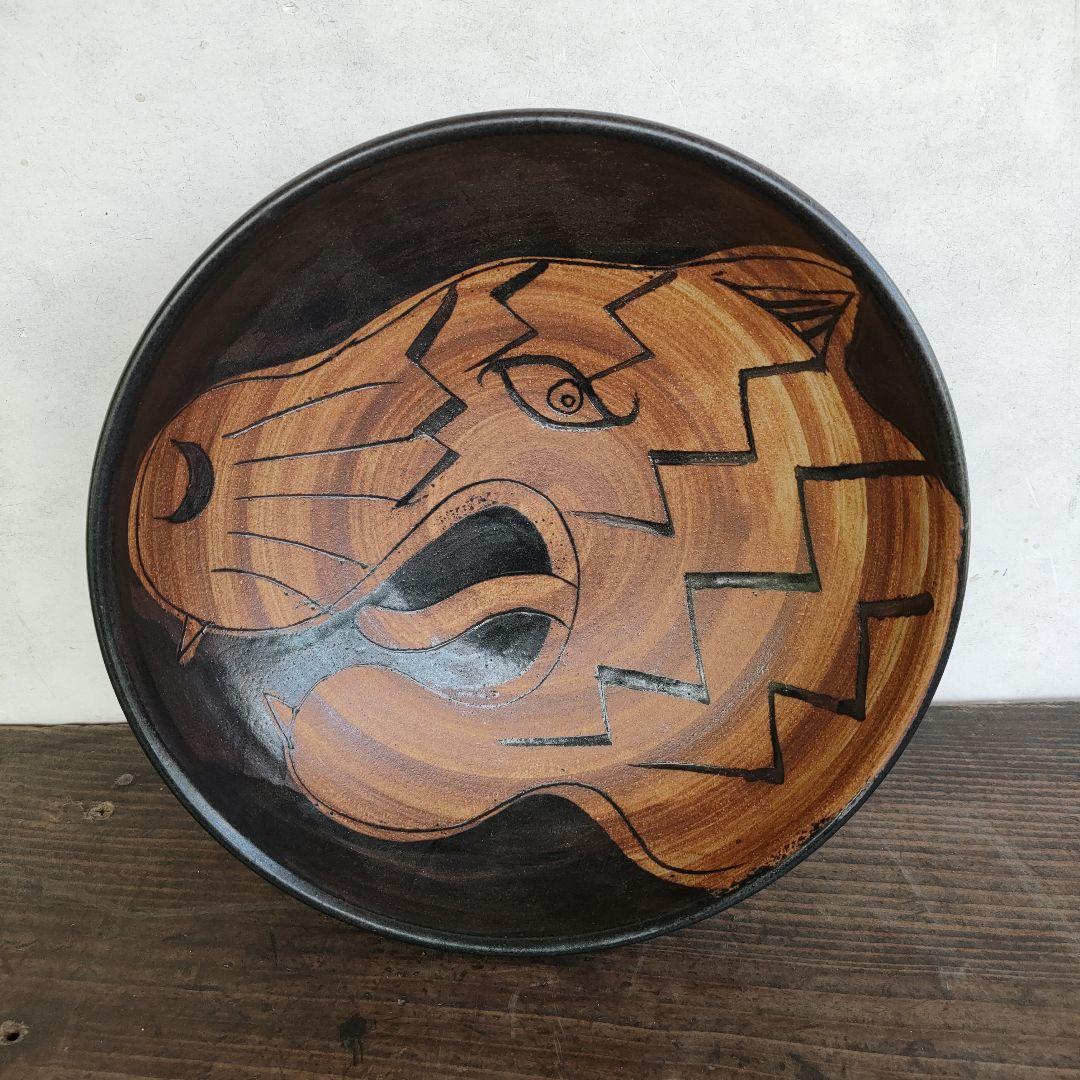 【希少】工房十鶴 24cm 8寸鉢 高さ8cm 重さ1kg 柄溝耕介やちむん沖縄 工房十鶴 ( 沖縄 陶器 ) - miyagiya onlineshop (ミヤギヤオンライン