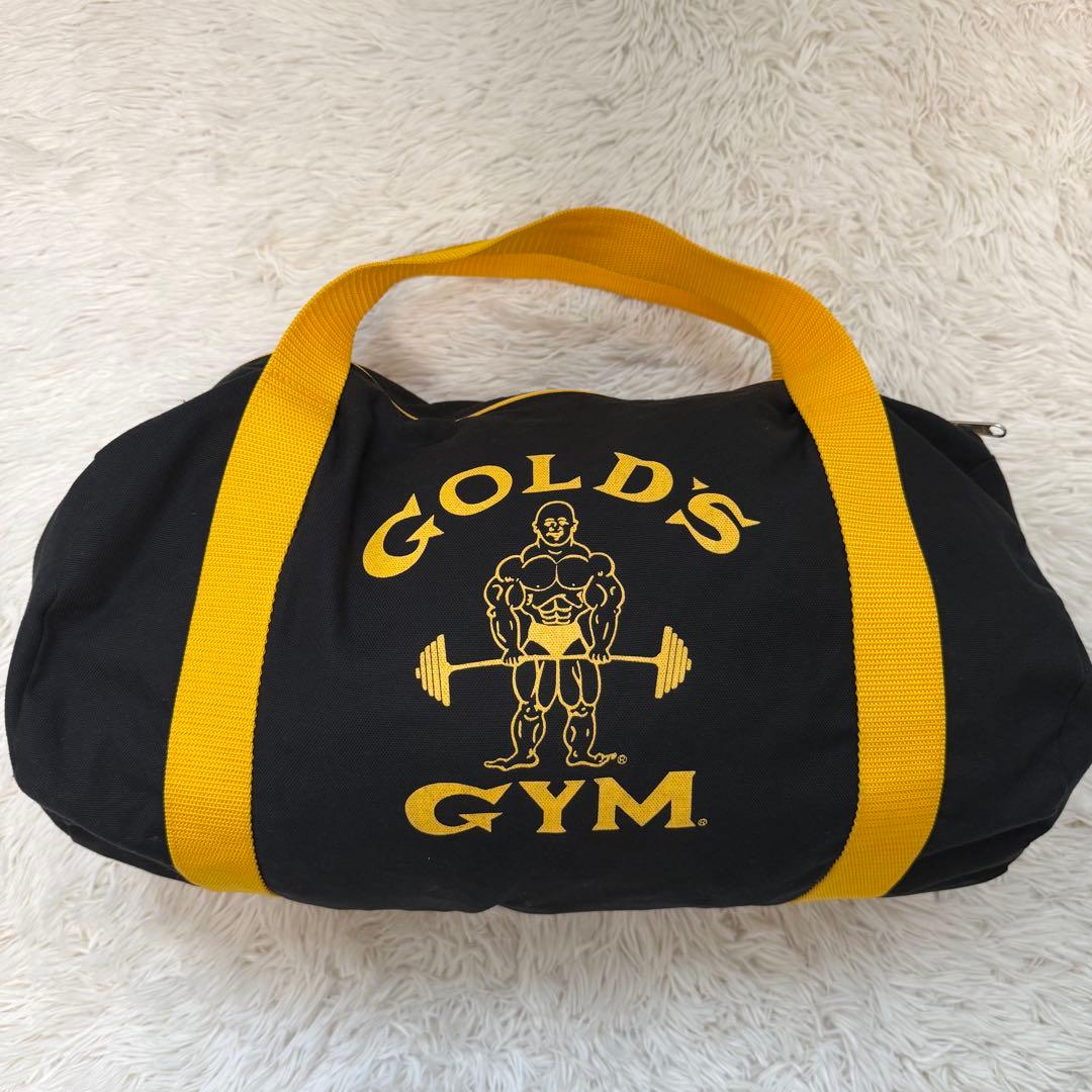 極美品】ゴールドジム ボストンバッグ ブラック×イエロー ロゴ入り