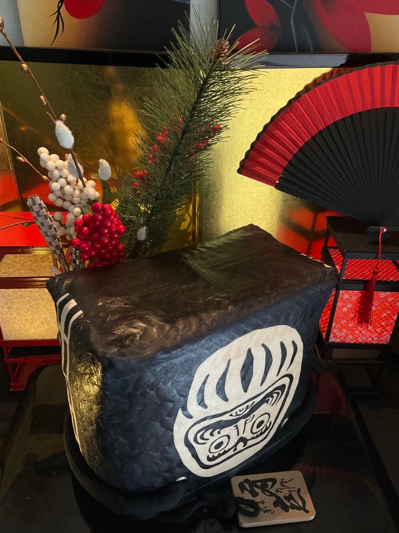 一閑張り 一閑張りバッグ 達磨 福達磨 和紙 大正 着物 縁起達磨 格子