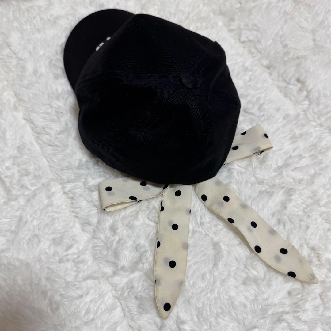 miu miu / ミュウミュウ ブラック キャップ ドット リボン付き 帽子